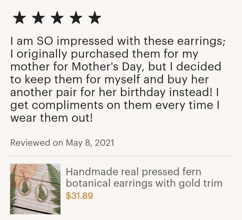 Handmade real pressed fern botanical earrings with gold trim image 9