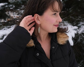 Handmade beautiful real fern and wood earrings | Upstate NY jewelry | gardener and woodland gift | nature inspired accessories and jewelry