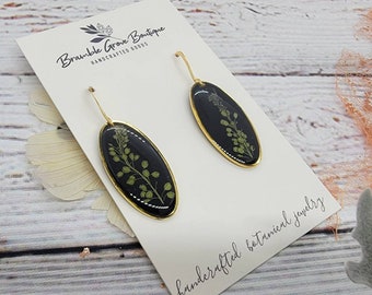 Handmade real pressed gardencress earrings | botanical jewelry  | gardener gift  | woodland style