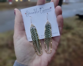 Handmade real long fern earrings | forest accessories | hiking gift