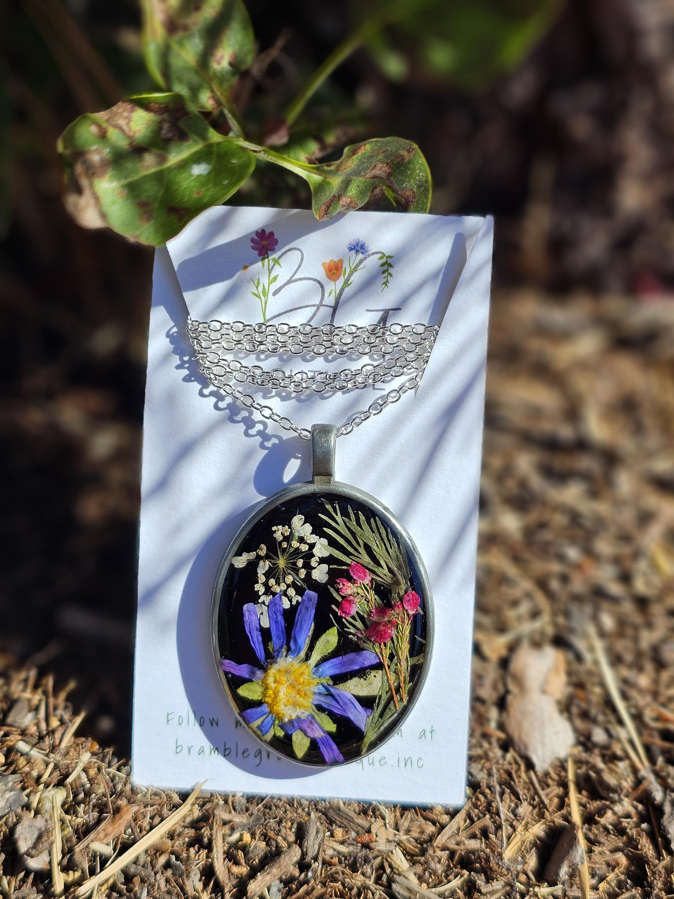 アクセサリー Handmade Flower Chain Necklace Handmade Beautiful Vintage Style Real Flower Botanical Necklace