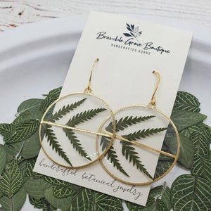 Handmade real fern earrings | woodland jewelry | gift for gardener | unique nature gift