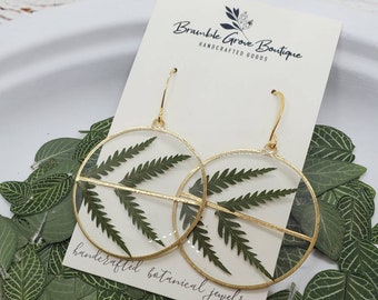 Handmade real fern earrings | woodland jewelry | gift for gardener | unique nature gift