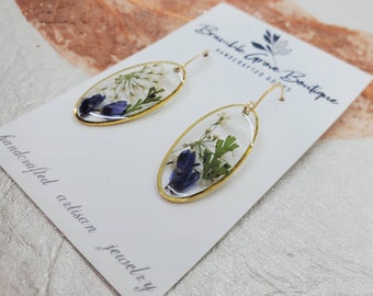 Handmade real pressed botanical earrings | botanical jewelry | woodland earrings | nature inspired accessories | pretty gardener gift