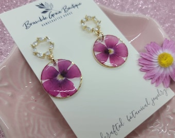 Handmade verbena flower earrings | valentine's day collection | botanical pink jewelry