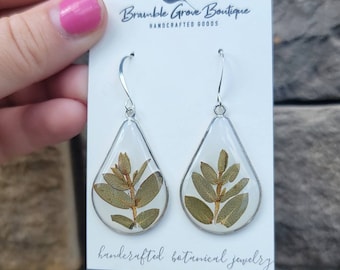 Handmade real eucalyptus earringa| modern botanical jewelry | gardener gift