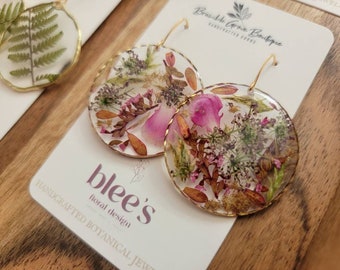 Handmade real flower fall earrings | botanical jewelry | gardener gift