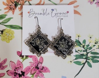 Handmade real flower vintage inspired earrings | botanical jewelry | gardener gift
