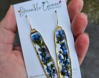 Handmade blue forget me not earrings | botanical jewelry | floral accessories | moving away gift