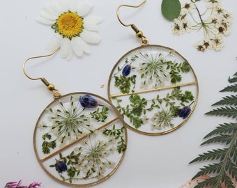 Handmade real pressed flower and plant earrings | gardener gift | botanical jewelry