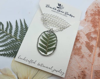 Preserved fern handmade necklace | woodland jewelry | plant inspired accessories