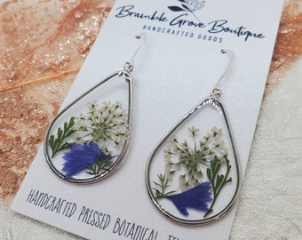 Handmade real pressed classy botanical earrings | botanical jewelry | woodland earrings | nature inspired accessories | gardener gift