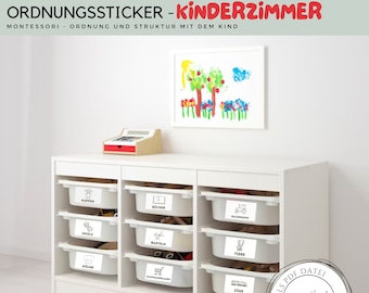 Ordnungssticker Kinderzimmer PDF, Möbelaufkleber, Montessori, Spielzeug Aufbewahrung, Ordnung Aufkleber Sticker Kinder, Ordnungsboxen