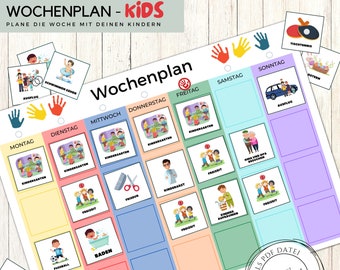 Weekly planner for children, task planner to print, task cards for children, laminable cards, learning planner, routine planner, Montessori