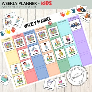 Weekly Planner Printable for Children, Weekly Planner for Kids, Kids Planner Digital Download, Visual Timetable, Autism Now and Next Routine