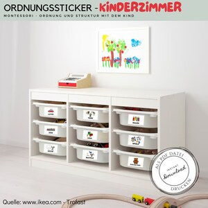 Order stickers children&#39;s room PDF, furniture stickers, Montessori, toy storage, order stickers children, order boxes stickers