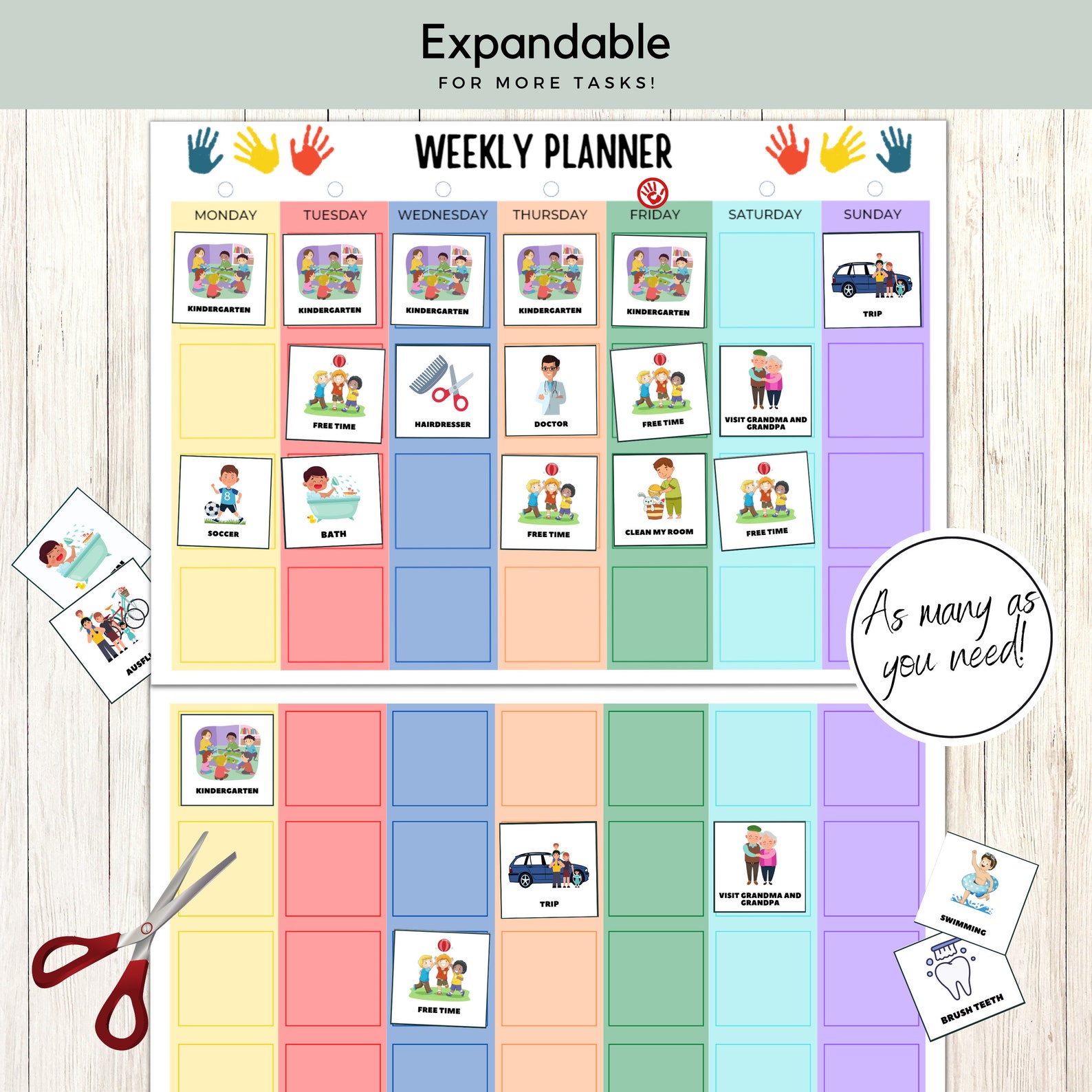 Weekly Planner Printable for Children, Weekly Planner for Kids, Kids ...