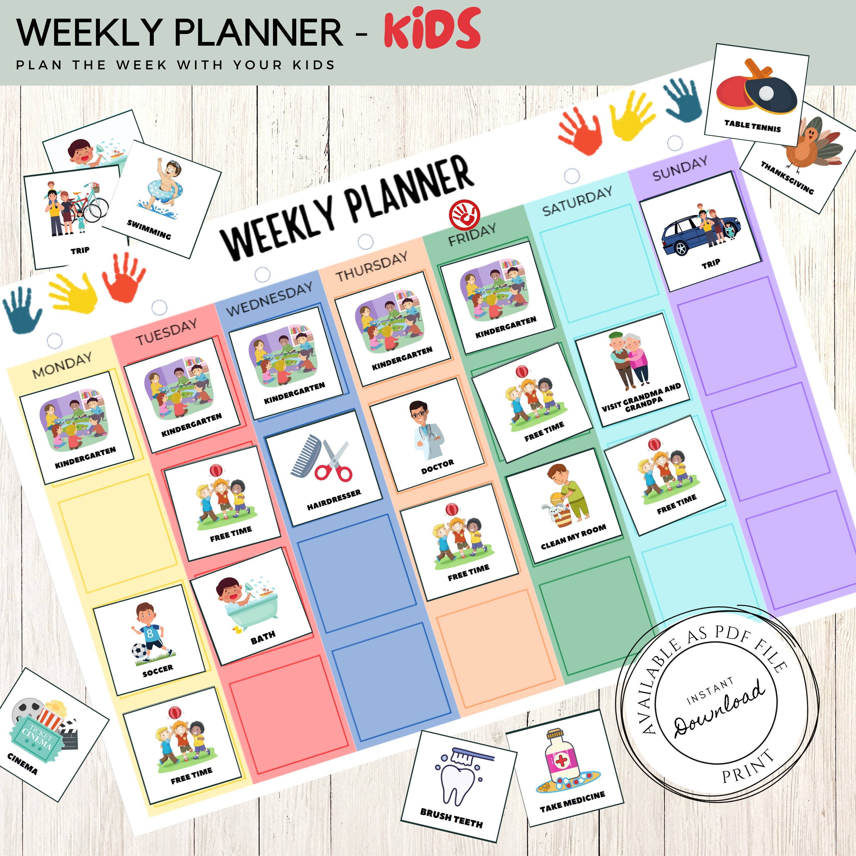Planificador semanal para niños, Planificador semanal PDF, Planificador  semanal imprimible, Planificador digital, Descarga del planificador semanal,  Calendario semanal para niños - Etsy México, image size:3000x3000