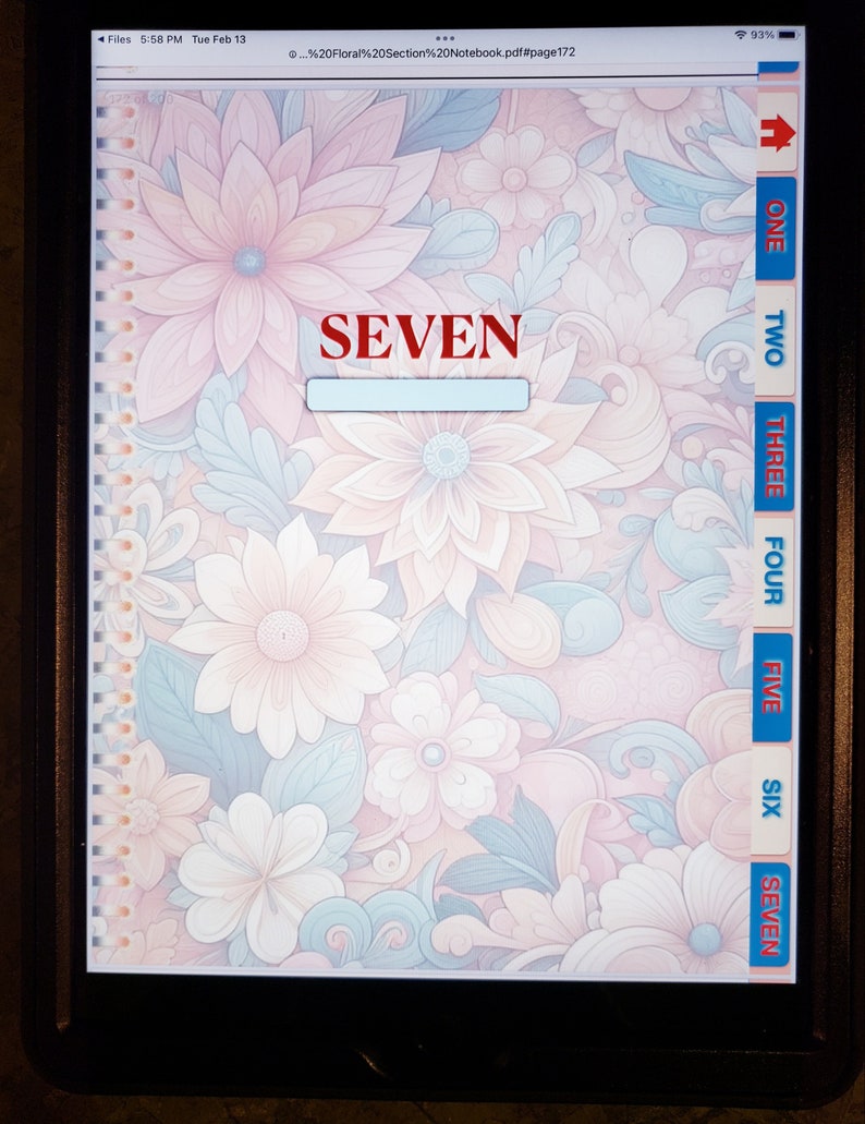 Floral Themed, Digital Lined Note Taking, Subject Notebook, 186 Pages ...
