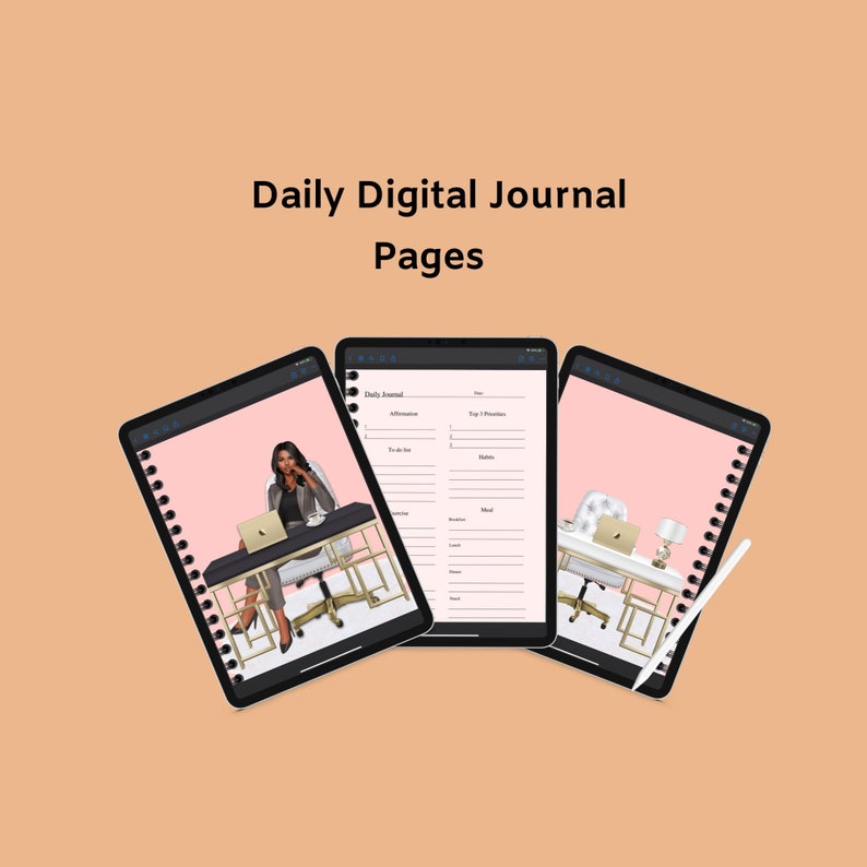 Daily Digital Journal Pages for Goodnotes Lady Boss Themed Etsy
