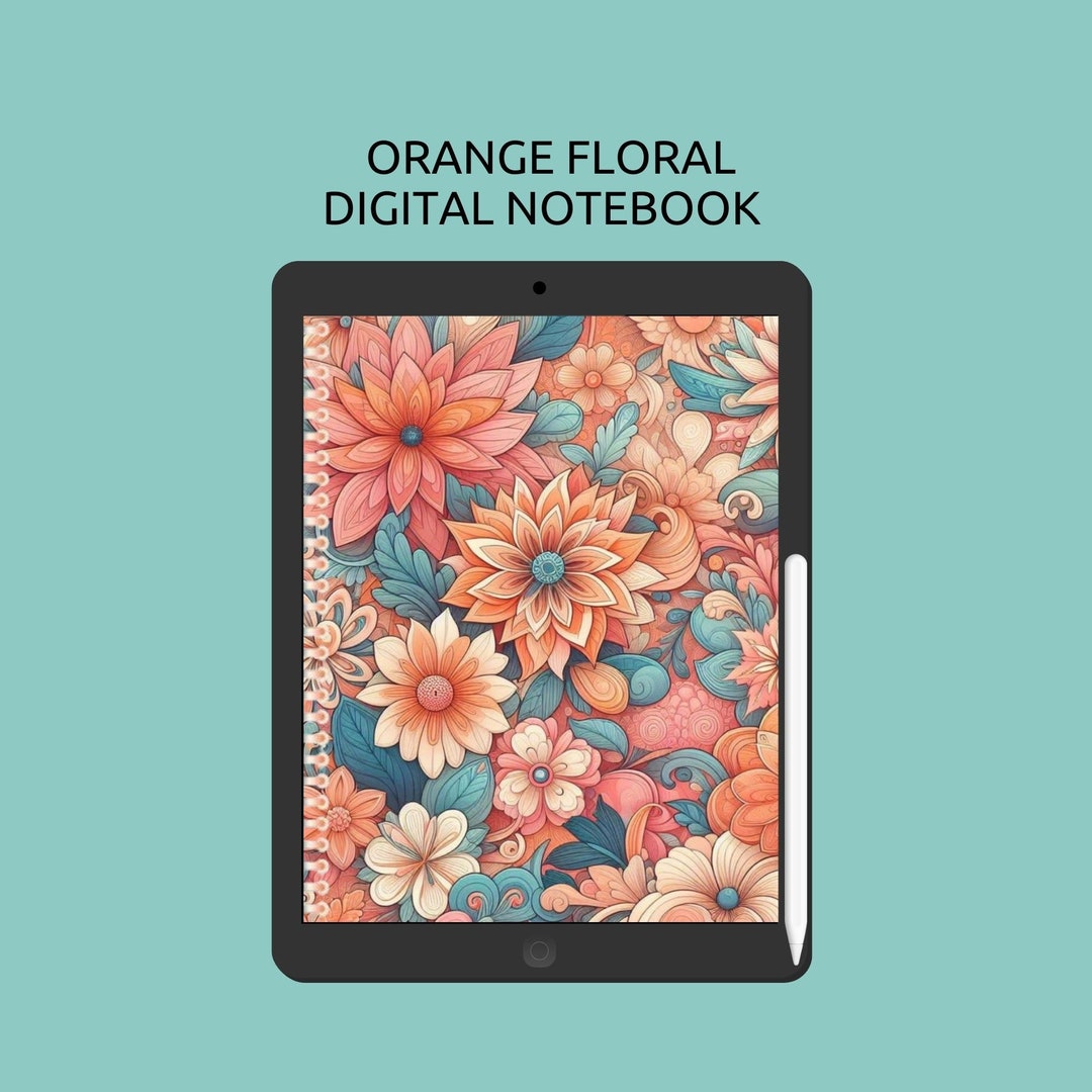 Floral Themed, Digital Lined Note Taking, Subject Notebook, 186 Pages ...