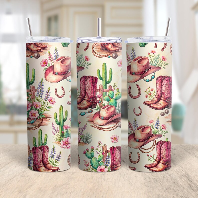 Rustic Western Cowgirl Tumbler Wrap 20oz Skin, Sublimation PNG ...