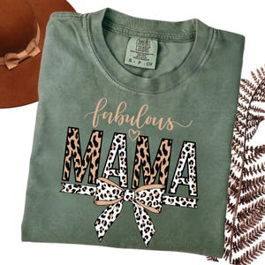 Comfort Colors Mama Shirt: Leopard Print Bow, Trendy Mom Tee