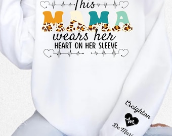 Moletom com gola redonda e estampa de leopardo Mama - Estilo retrô para mães
