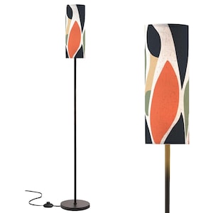 Abstract Art Linen Lampshade Floor Lamp: Modern Boho Style (Made in USA)