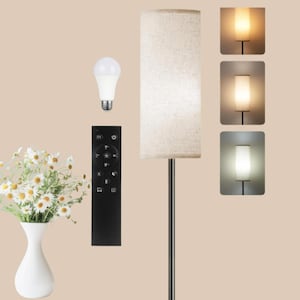 Minimalist Linen Floor Lamp: Modern Cylinder Standing Lamp