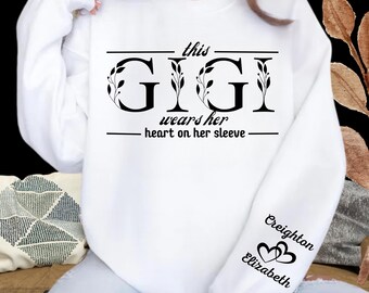 Personalisiertes Gigi Sweatshirt: Herz am Ärmel, Oma Geschenk