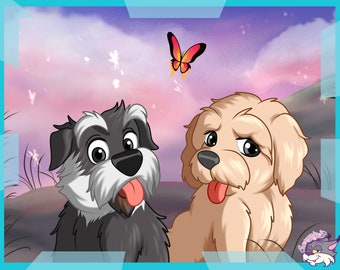 Custom Pet Portrait | Cat, Dog, Horse, Rabbit, Portrait From Photo | Cartoon Style | Custom Gift | cartoon portrait