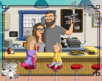 cartoon portrait personalized portrait, personalized gift, cartoon portrait.