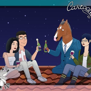 Portrait für Paar im Cartoon Stil, individuelles Portrait, Familien Geschenk, Jubiläum Geschenk