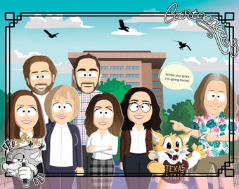 Portrait in cartoon style, personalized art, anniversary gift, family gift, custom portrait