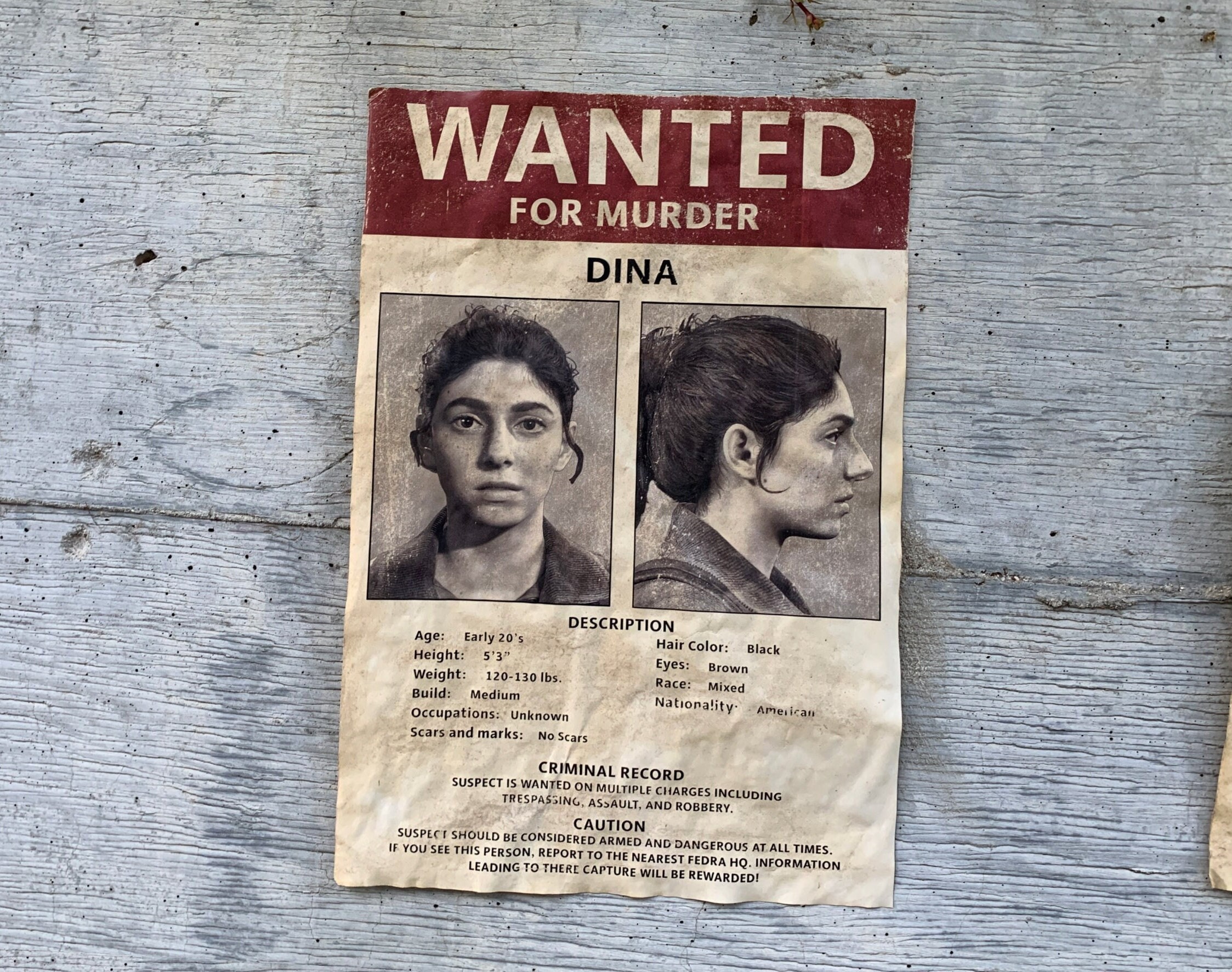 Dina Part II Wanted Poster |  The Last of Us Part II
