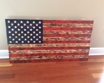 American Flag Rustic wood