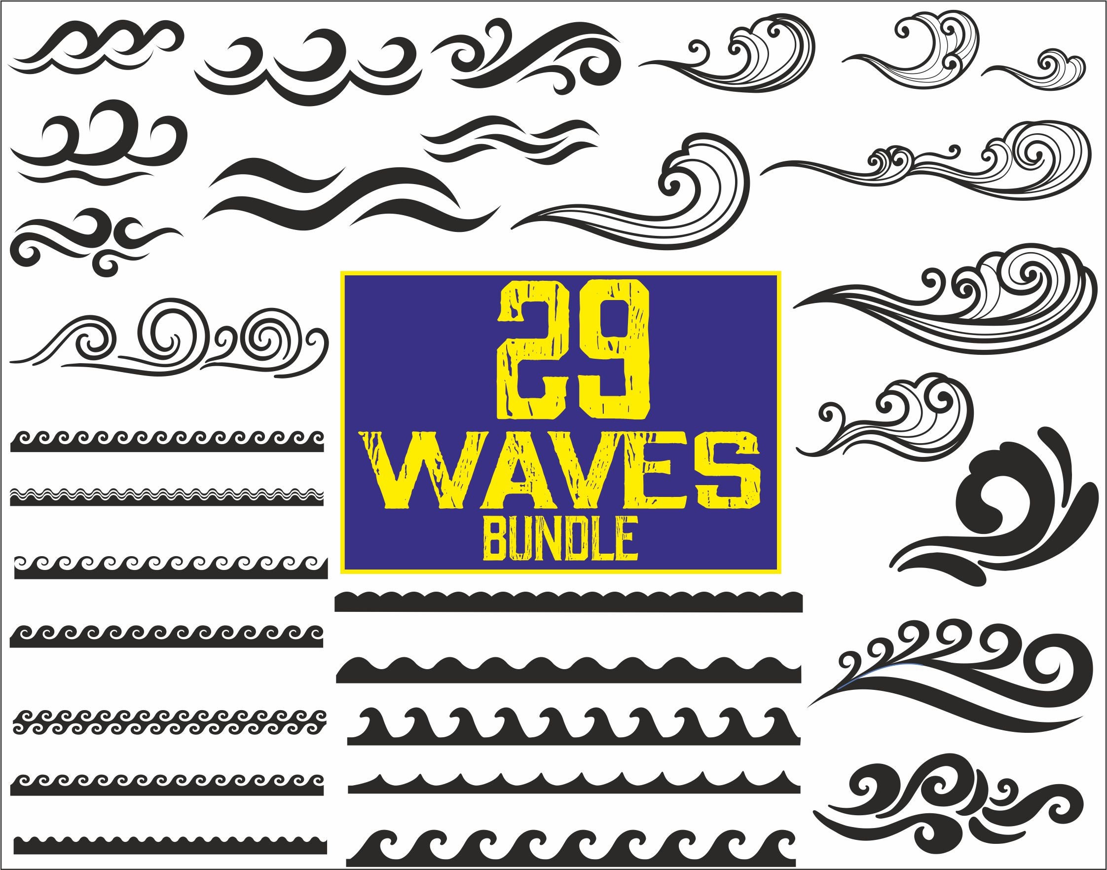 Wave SVG Bundle Wave SVG Wave Clipart Wave Cut Files for - Etsy UK