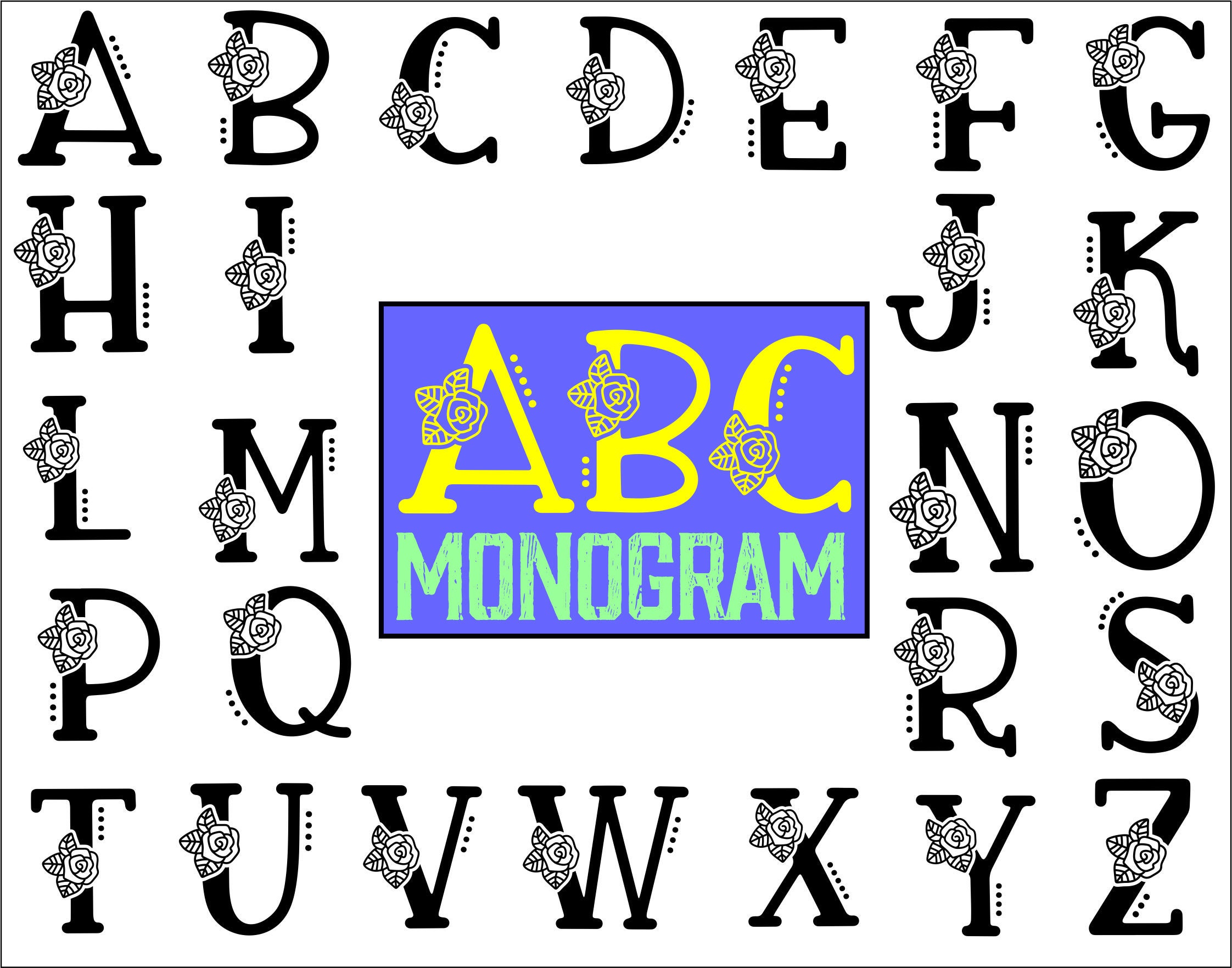 Download Monogram Svg Monogram Alphabet Svg Monogram Clipart Etsy