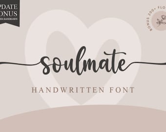 Soulmate Font, Cursive Font Bundle, Script Fonts, Canva Font, Procreate Fonts, Commercial Fonts, Calligraphy Font