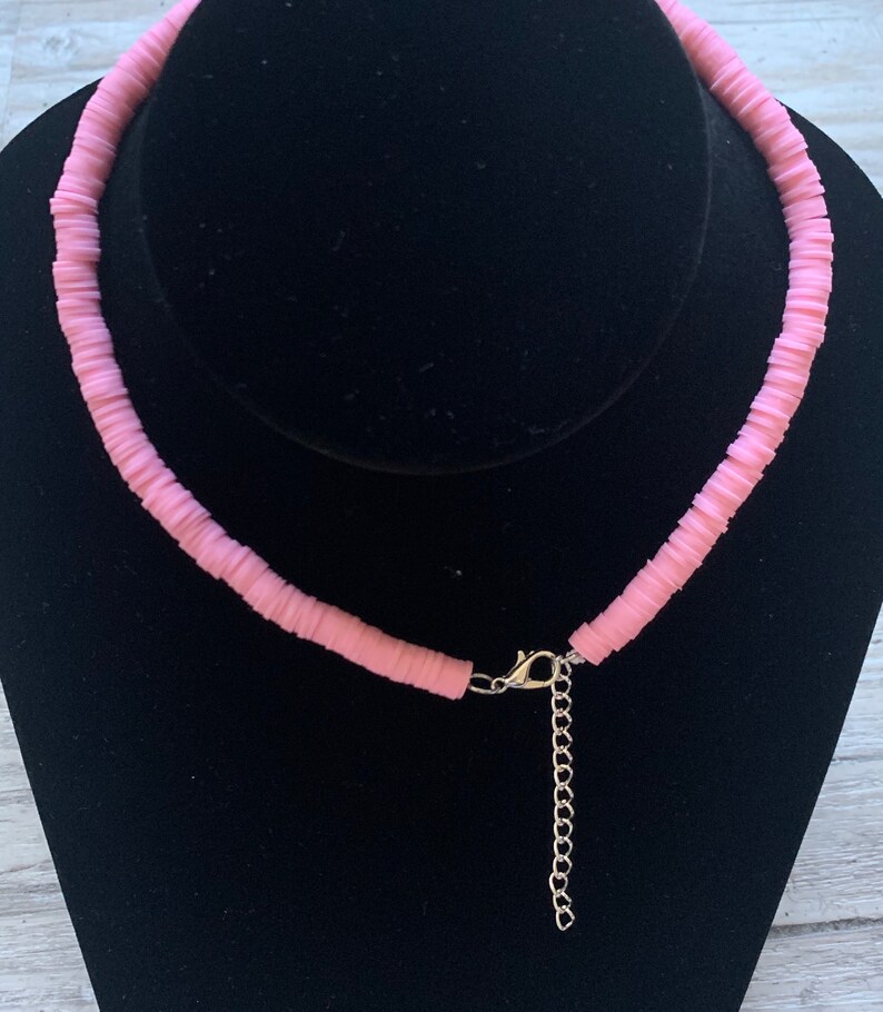 Dusty Rose Pink Clay Bead Choker Necklace