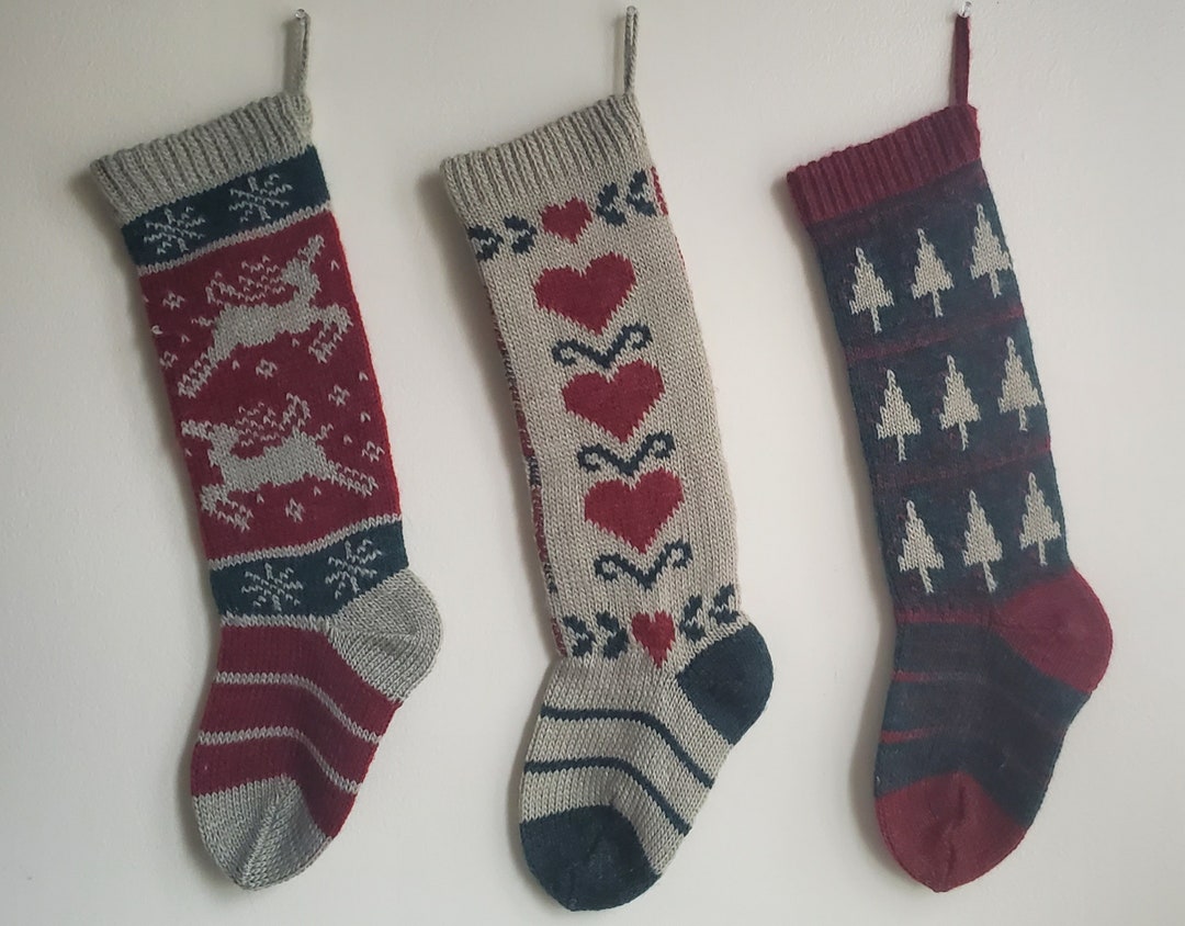 Vintage Hand Knitted Stockings (trio) - Etsy