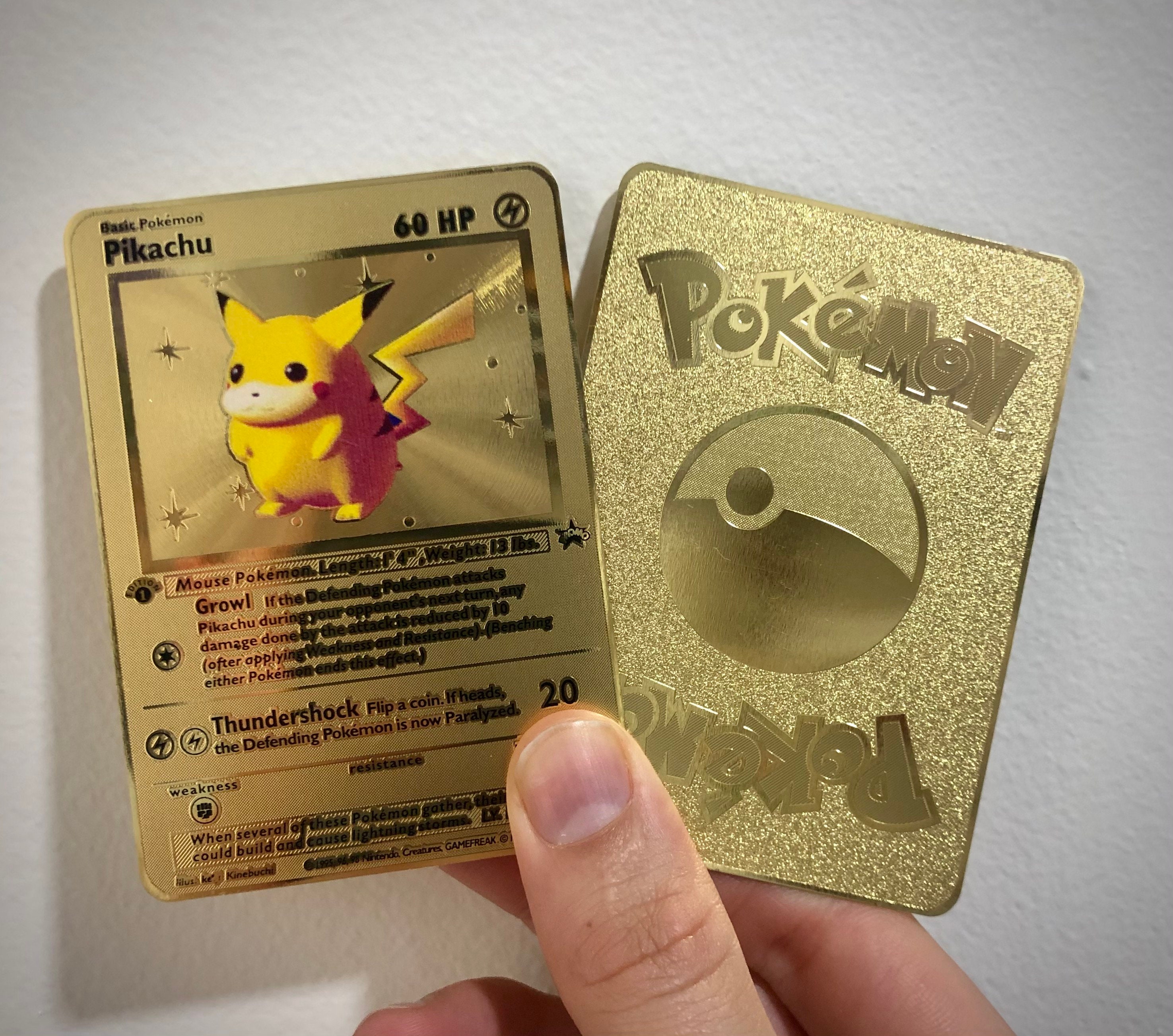 gold pokemon pikachu card