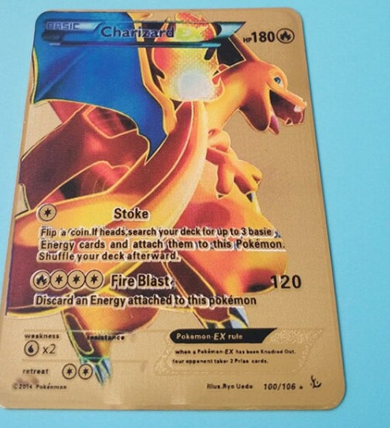 Charizard Full Art Custom Metal Pokemon Card Etsy