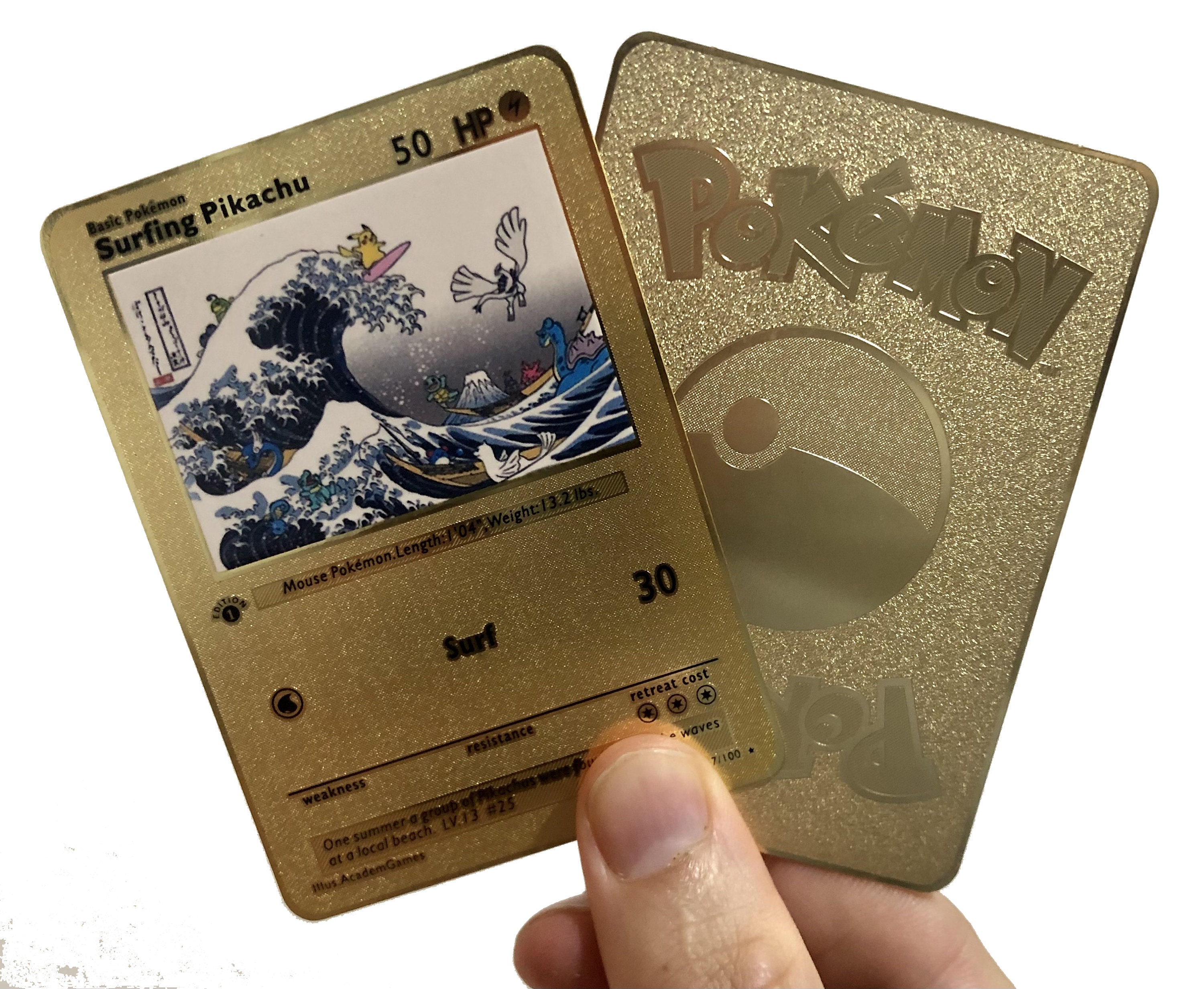 Surfing Pikachu Custom Metal Pokemon Card - Etsy