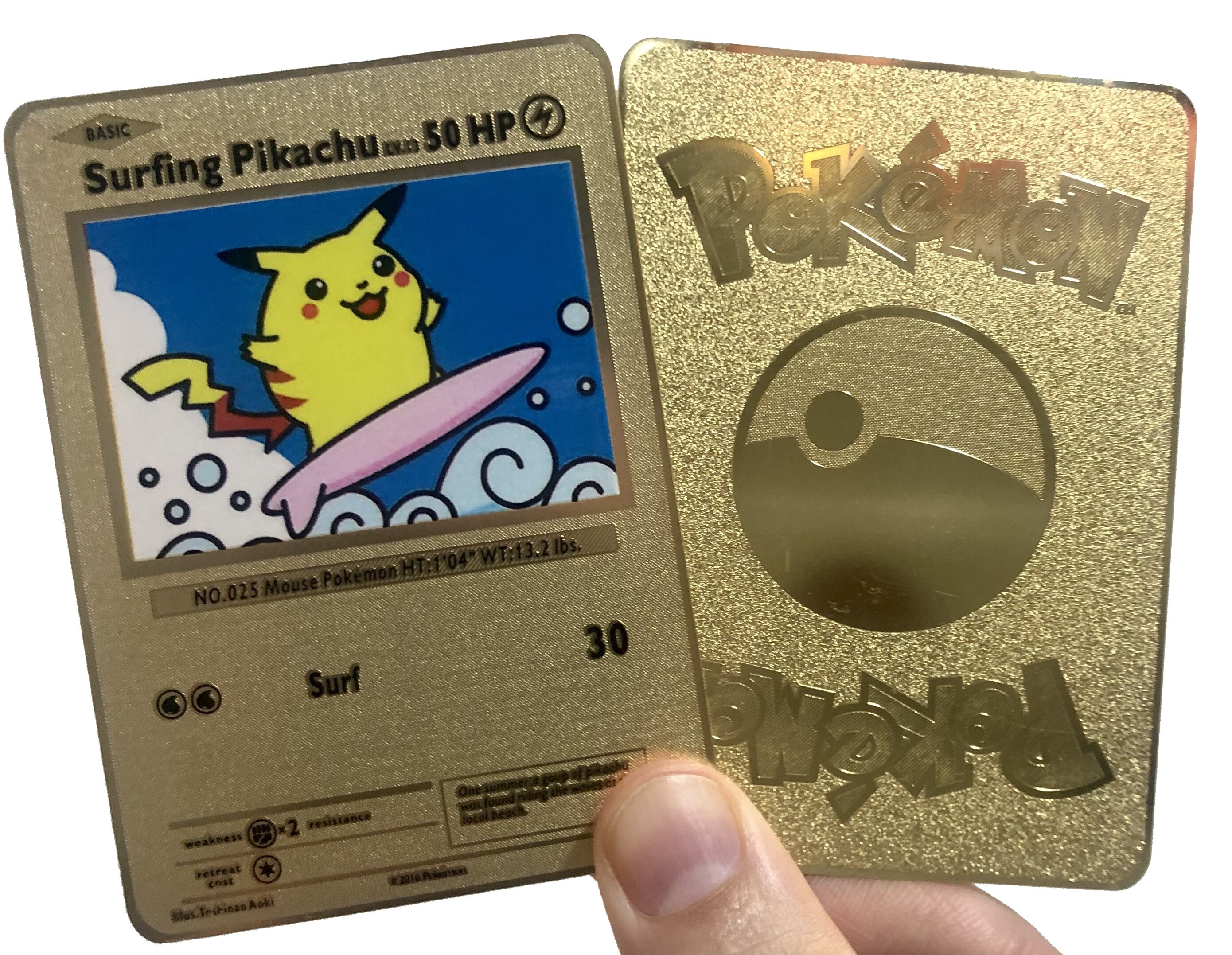 Surfing Pikachu Custom Metal Pokemon Card - Etsy
