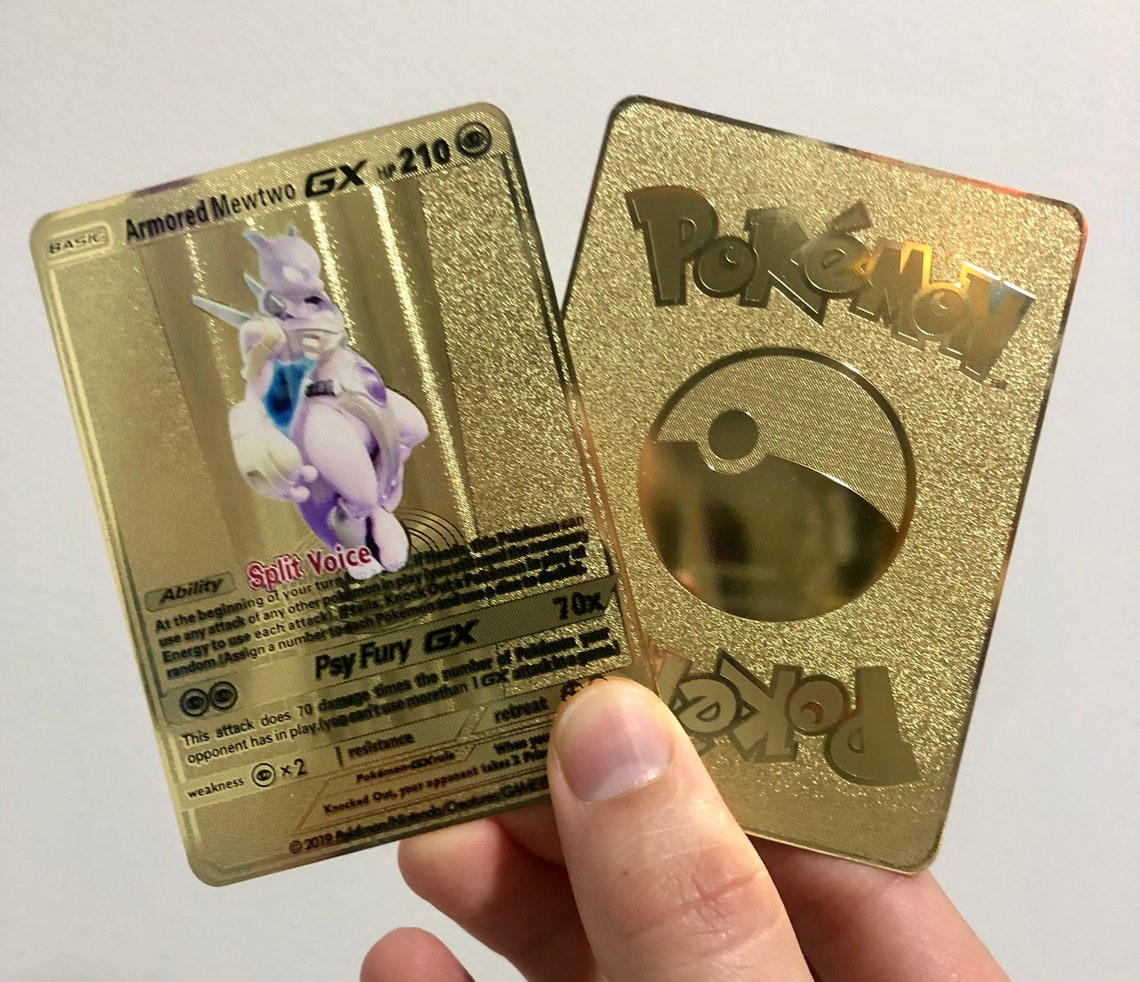 Armored Mewtwo Custom Metal Pokemon Card Etsy