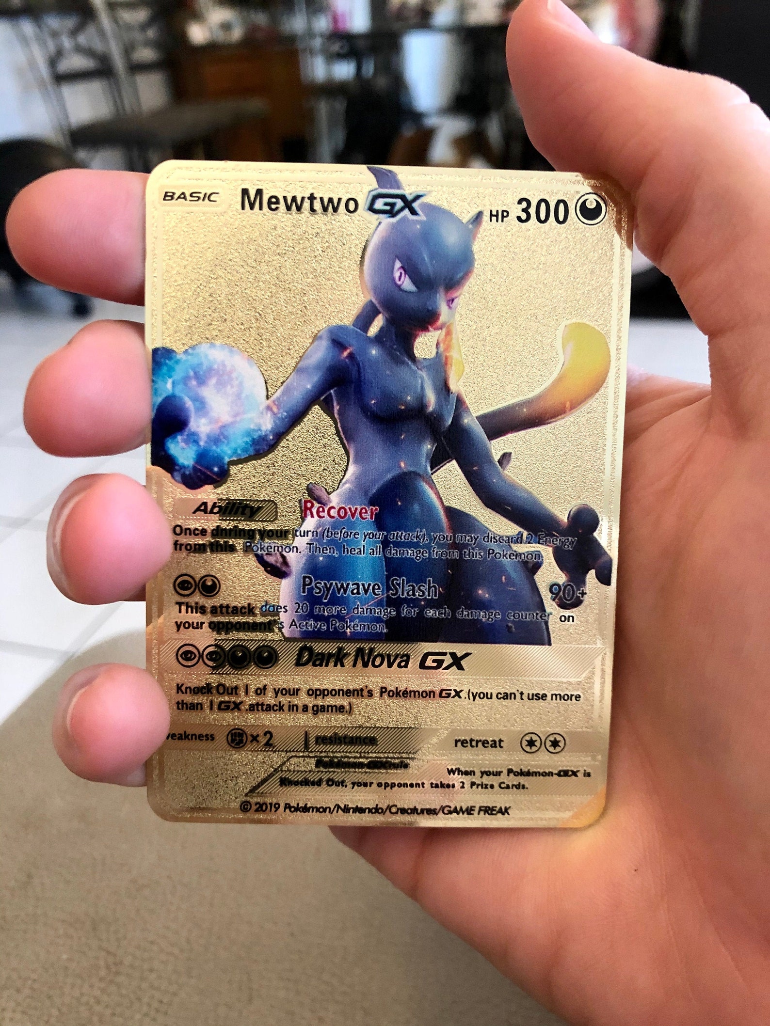 Shadow Mewtwo GX Custom Metal Pokemon Card Etsy