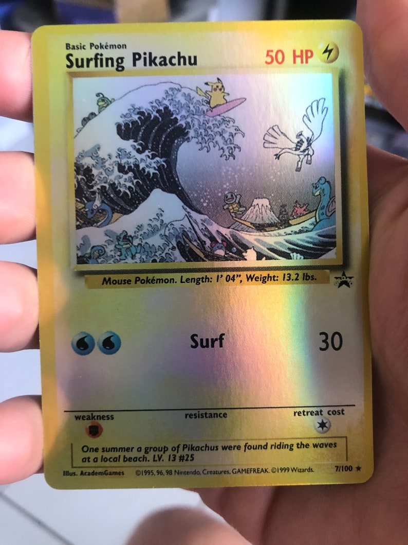 Surfing Pikachu Custom Orica Pokemon Card - Etsy India