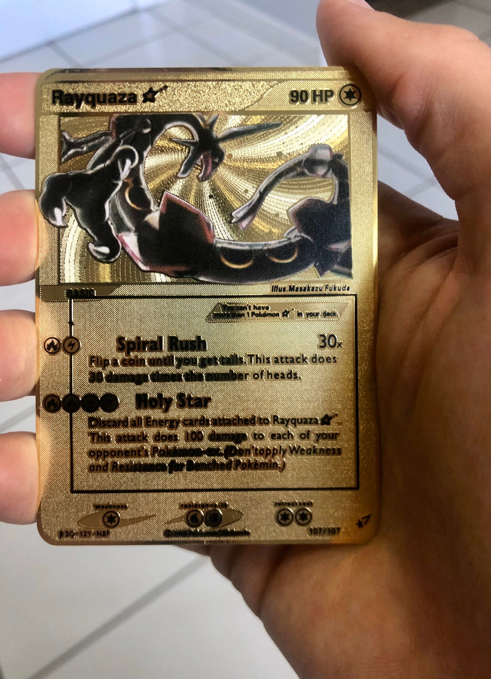 Rayquaza Gold Star Custom Metal Pokemon Card Etsy